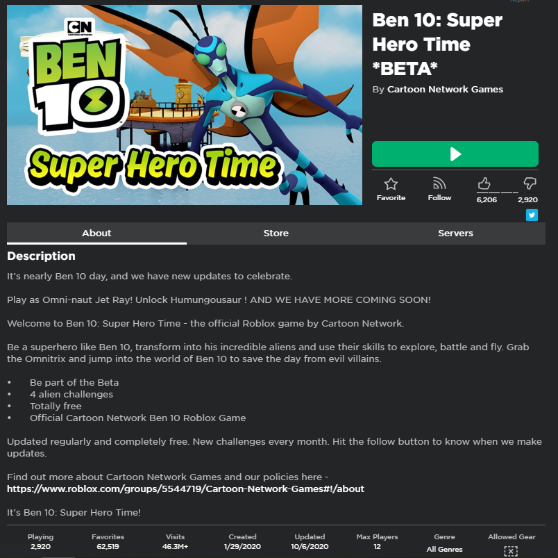 Evan Crackop On Twitter Wow The Cartoonnetwork Taking It Up A Notch By Releasing An Official Ben 10 Game On Roblox Insane Https T Co Ur8eclofws Https T Co Nusy7xqvnh - insane roblox games