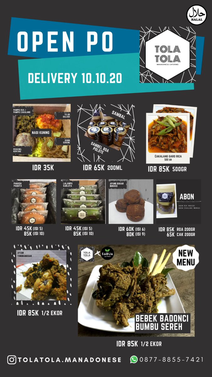 AVTM's tweet photo. Yuuk ikutan PO batch ini utk pengiriman di hari SABTU, 10 Oktober 2020.

Pengiriman dari 4 titik:
Bekasi, Bintaro, Citiwalk, Citos/PIM

100% HALAL

Order sekarang yuuk biar ga kehabisan...

Hub 087788557421 utk pre-order https://t.co/sM9VGN1L1N