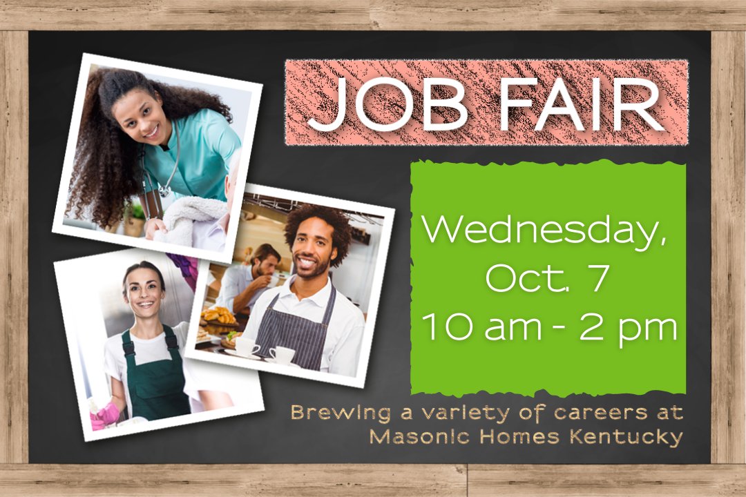 masonic_ky's tweet photo. Join us tomorrow from 10 am - 2 pm for a social distancing, drive-thru job fair at Masonic Home Shelbyville. Learn about our many clinical and non-clinical career opportunities. No need to get out of your vehicle, our recruiters will come to you! https://t.co/lhZokg4AYl https://t.co/PcYUxk0TcL