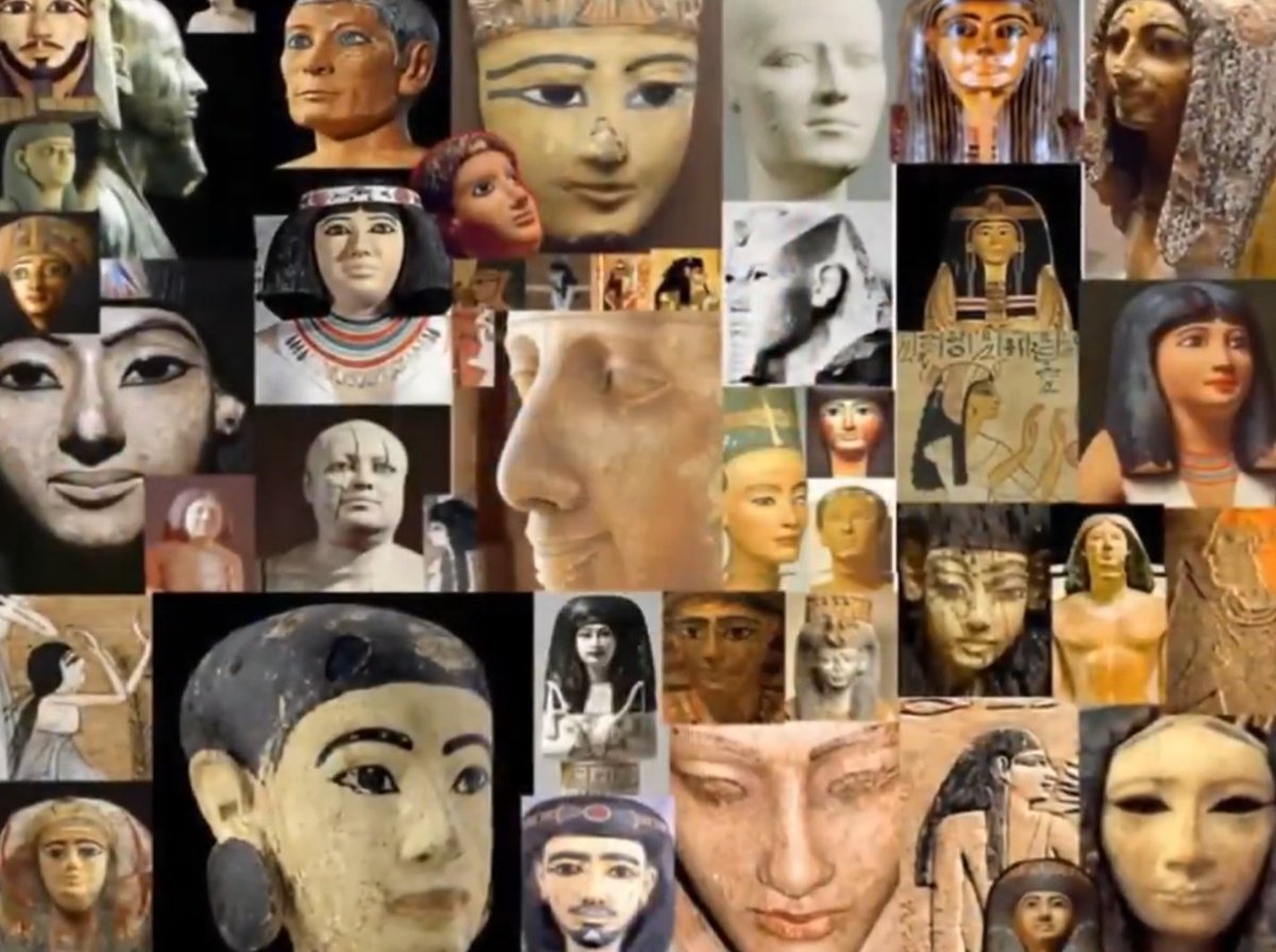 Here are egyptian statues and sculptures with the nose intact