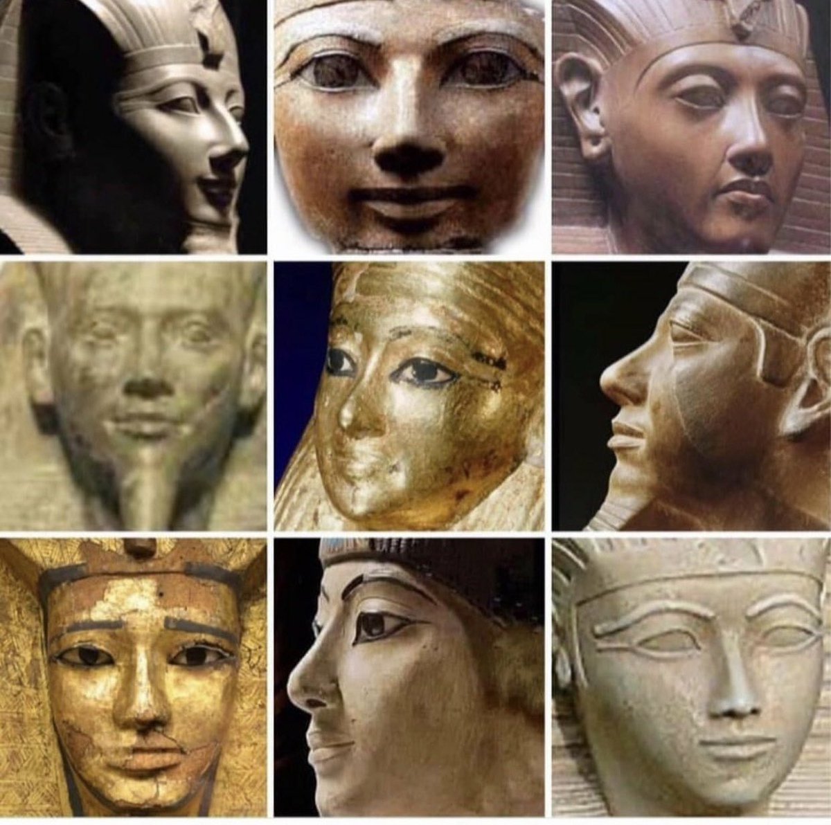 Here are egyptian statues and sculptures with the nose intact