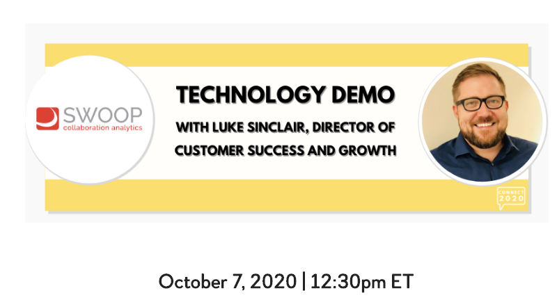 TheCR's tweet photo. Technology Demos start today at #techtrack2020! Don't miss @SWOOPAnalytics at 12:30pm ET with @lukesinclair https://t.co/6yEQ1zvym6 #cmgr #cmgt #CommunityManager #Analytics https://t.co/GmdGteAm0g