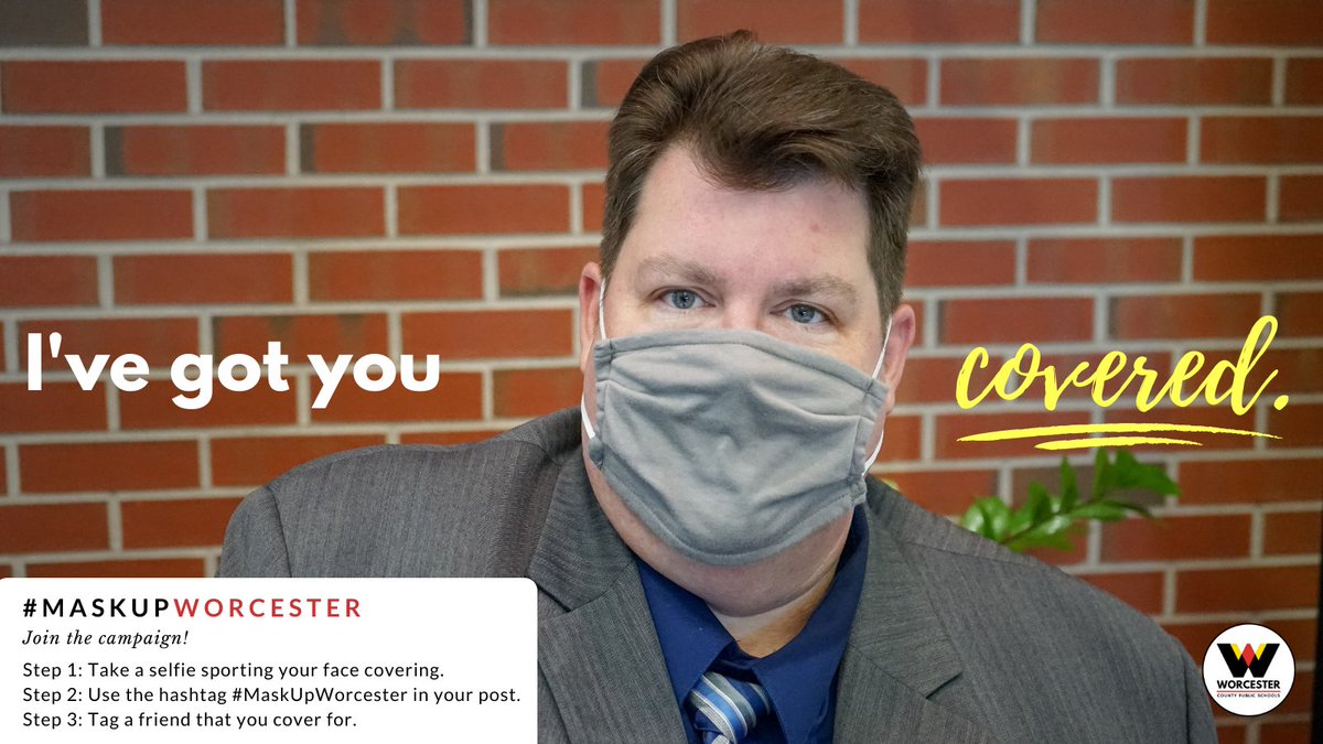 WorcesterSystem's tweet photo. Worcester County Commissioner Josh Nordstrom has @WorcesterCounty and @WorcesterSystem covered!
Join our #MaskUpWorcester campaign! Snap a selfie sporting your face covering & post it to your social using the hashtag #MaskUpWorcester. https://t.co/FNmGrGWDkS