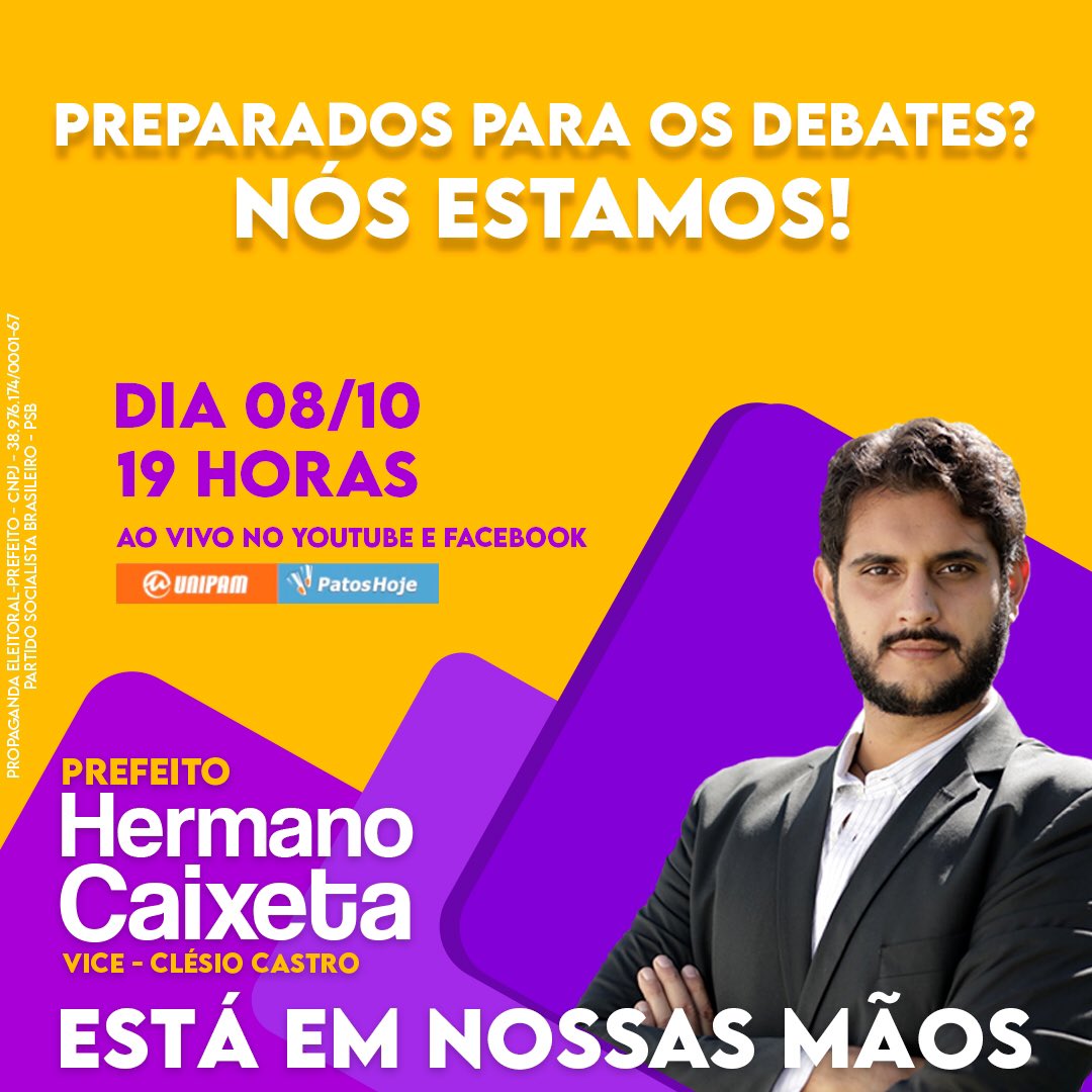 hermano_40's tweet photo. 📌Quinta-feira estarei no debate do @patoshoje em parceria com @unipamnet às 19h. Uma ótima oportunidade para você observar quem está mais bem preparado para administrar nossa Patos de Minas. #Preparado #Unipam #PatosHoje #PatosdeMinas #Vote40 #SouHermano40 https://t.co/5JPqPtfIqr