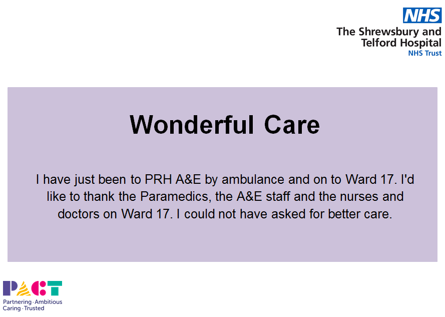 #talktoustuesday excellent feedback received via @careopinion this week from a patient who received care at @sathPRH . Great work! @sathNHS 

 #whatmatterstoyou #patientexperience