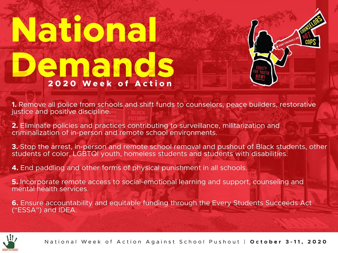 BSACbuzz's tweet photo. Please Join Us for the @DignityinSchool Week of Action fighting for youth equity and against school pushout.
Yes, we're 3 days in but it is never too late to support the movement!
#DSCWoA2020
#CouselorsNotCops
@youthonboard @BostonSchools https://t.co/4Y6rh37OaD https://t.co/Rqn6I37kcC