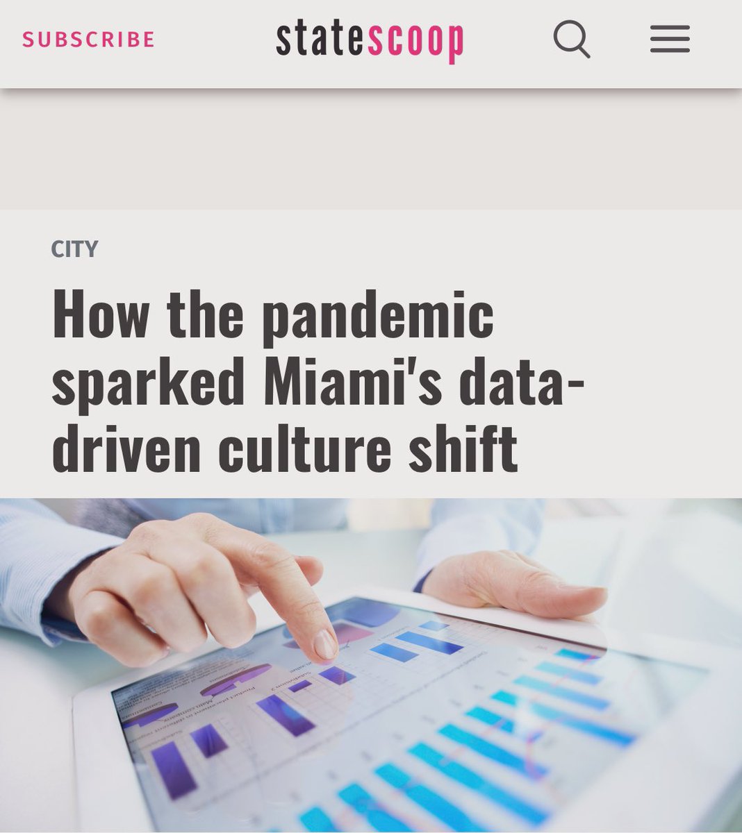 Sarasti's tweet photo. Data-driven gov @CityofMiami has required years of commitment, culture change, &amp; inspiration from data friends across the nation. Thx @_Cheriene for leading on this. More soon as we focus on City Recovery. Big Thx @State_Scoop @RycJohnston for this story: https://t.co/oFTQmejuBs https://t.co/zK3yG4Z3c4