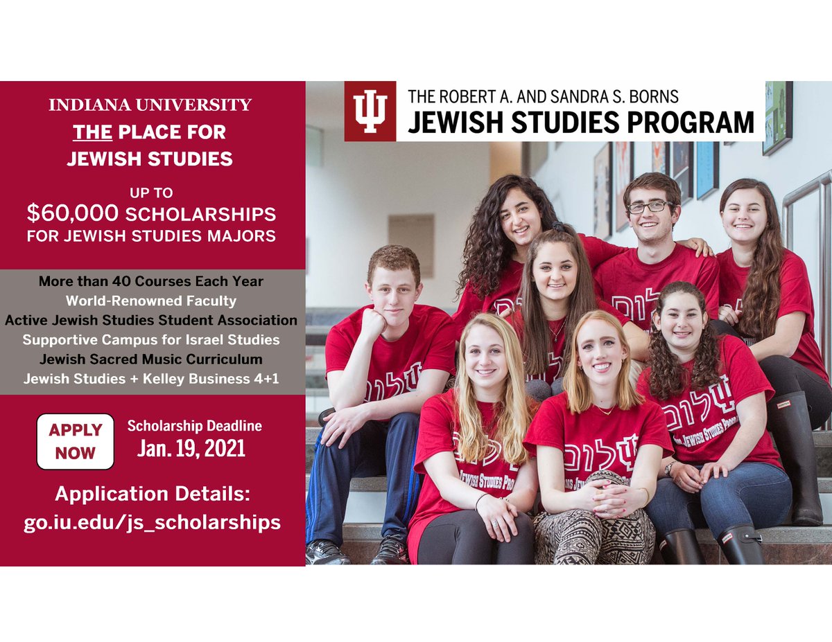 High school seniors and current gap year students planning to major in Jewish Studies - Check out generous scholarships available from IU's Borns JSP. More info go.iu.edu/js_scholarships