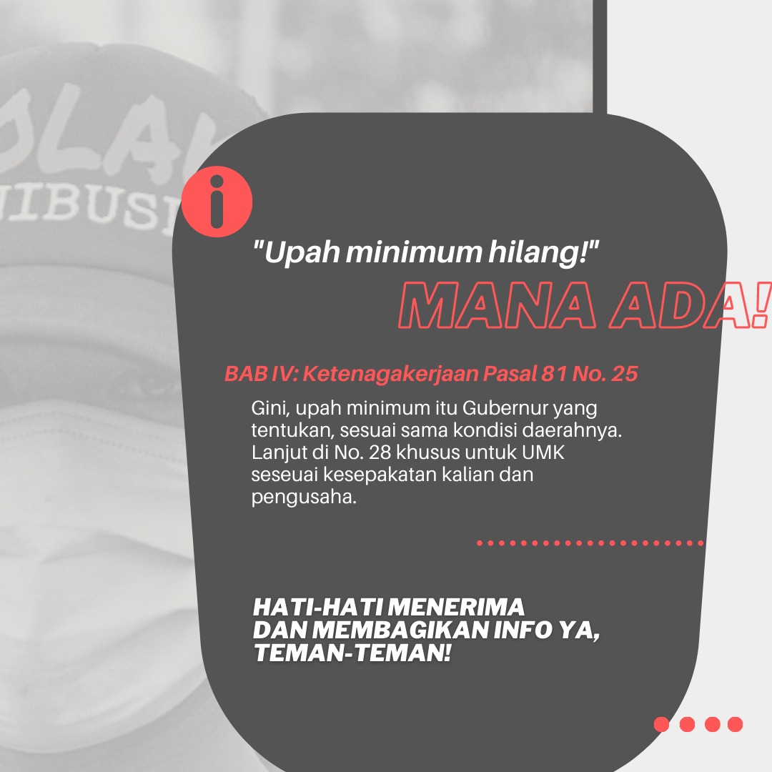 negativisme's tweet photo. Tenaga asing bebas masuk, protes bisa di PHK, Upah minimum hilang dalam UU Cipta Kerja, ah masa?

buat manas-manasin yg males berliterasi emang mudah sih ya? https://t.co/APgivSGnaG