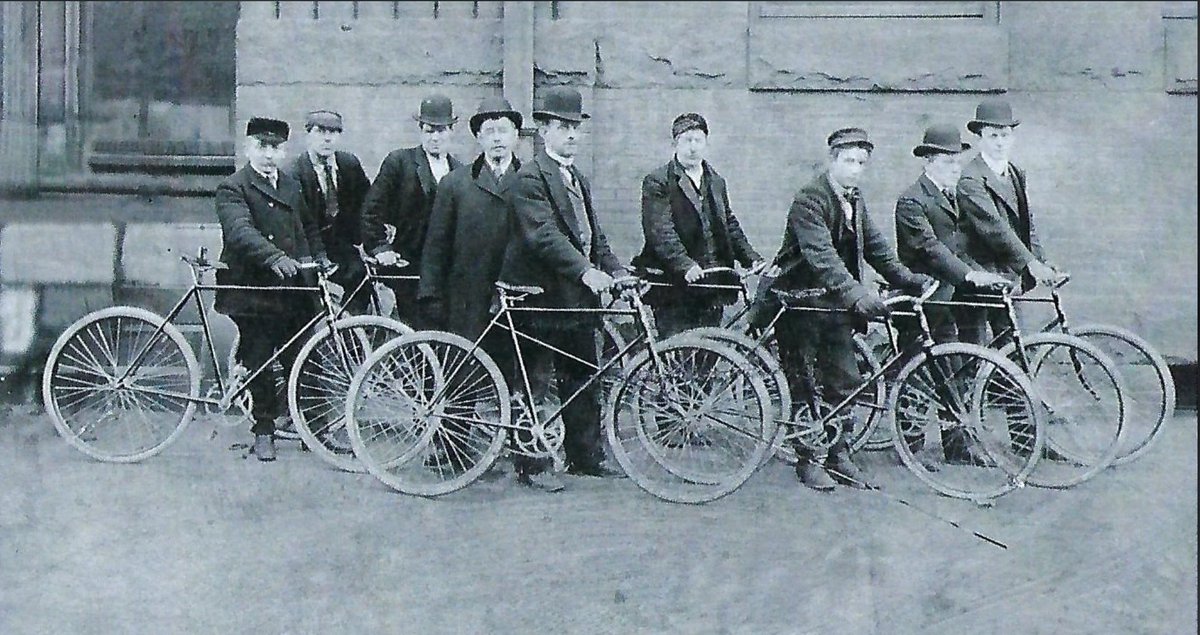 Real men bicycle commute: Baltimore lamplighters (a person employed to light and maintain gas street lights) with some stylish rides back-in-the-day. Photo from 1930, courtesy of the Irish Railroad Workers Museum. #bicycle #bicyclelane #bike #bikelife