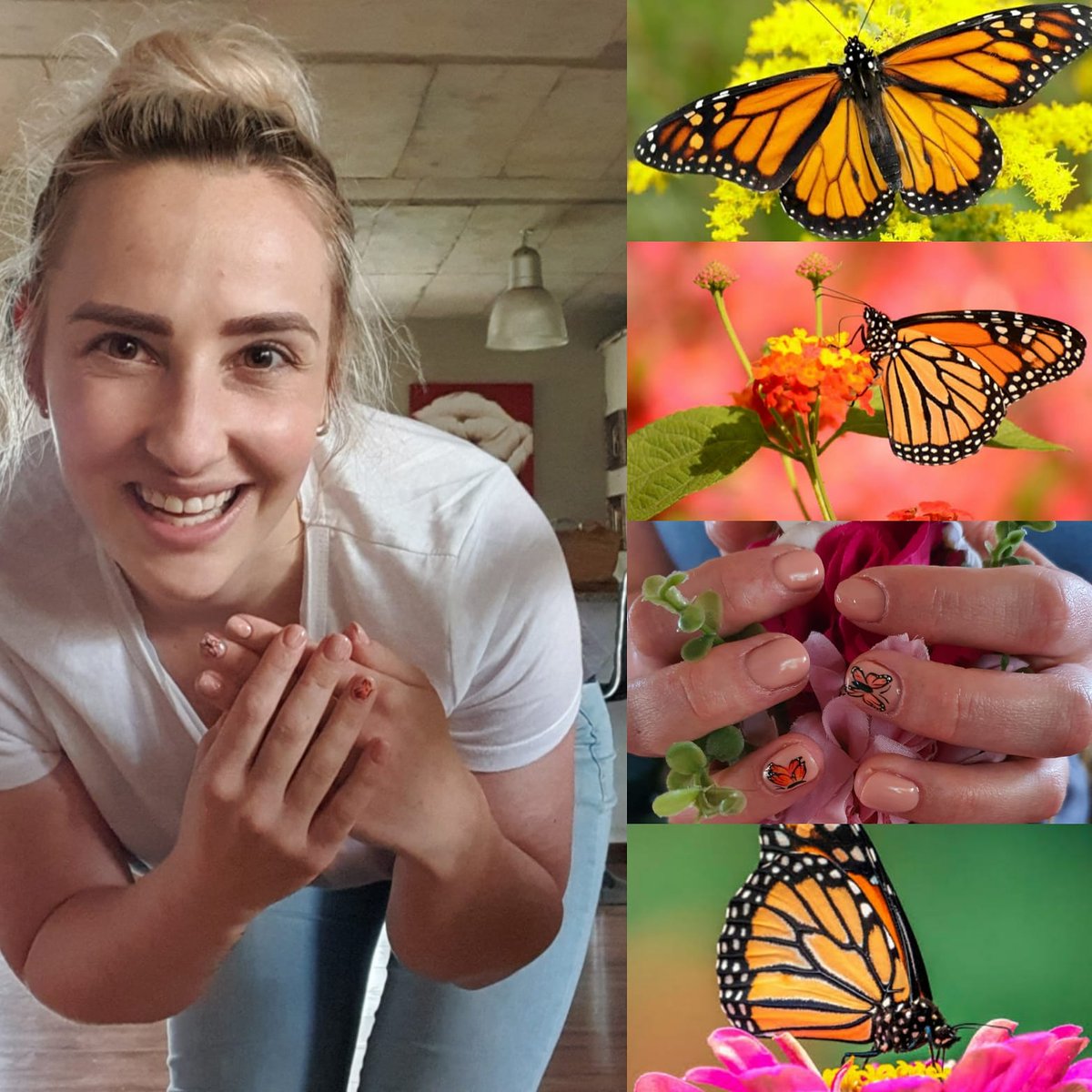 Dankie vir my beautiful hand-painted butterfly naels @nails_by_tamtam eks absoluut mal daaroor 💛💗🤍 

#nails #nails💅 #butterfly #handpainted