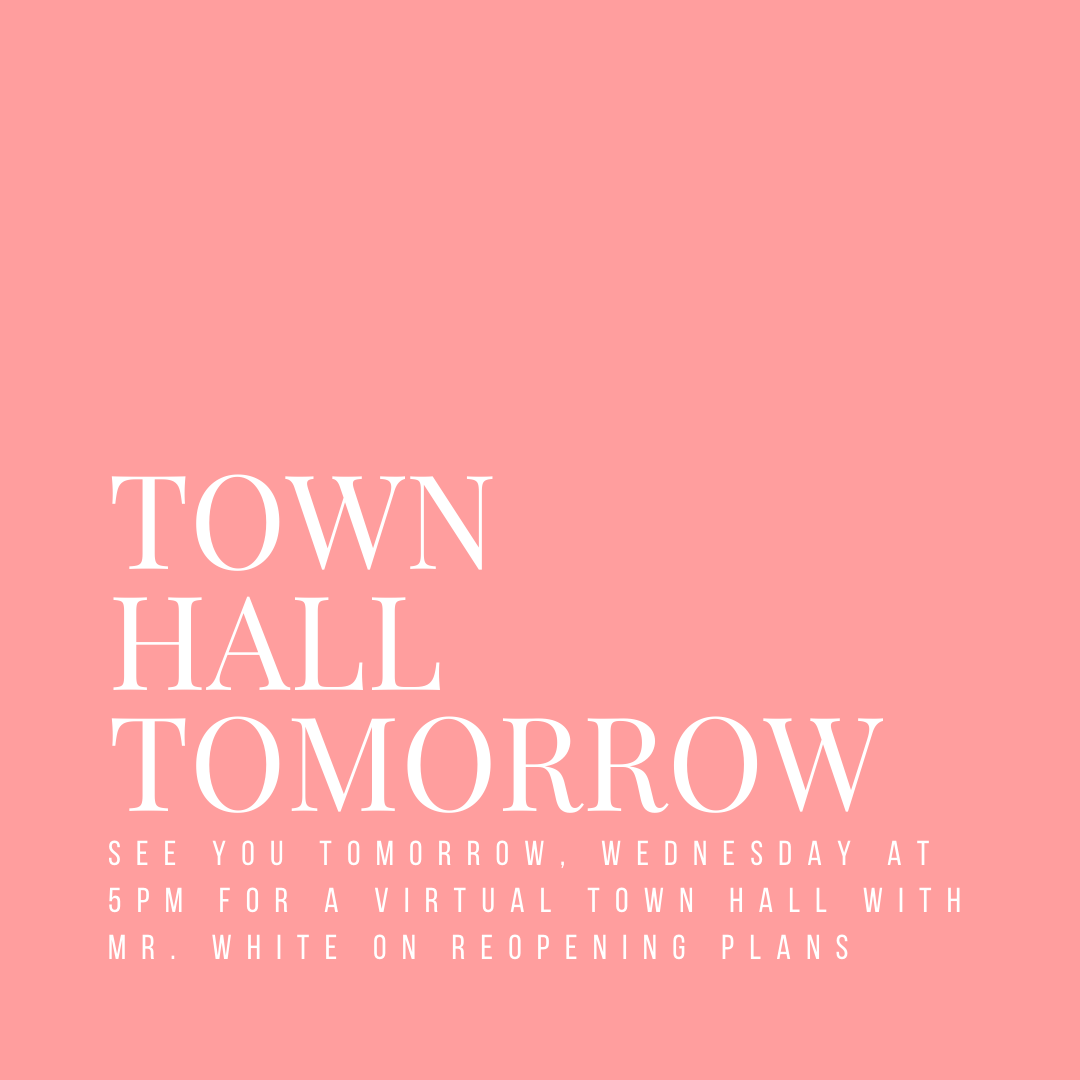 Hey BPA! Join Mr. White tomorrow at 5pm for a town hall about BPA's reopening plans. Details about the town hall and more in this week's newsletter. mailchi.mp/7b4518f641ff/b…