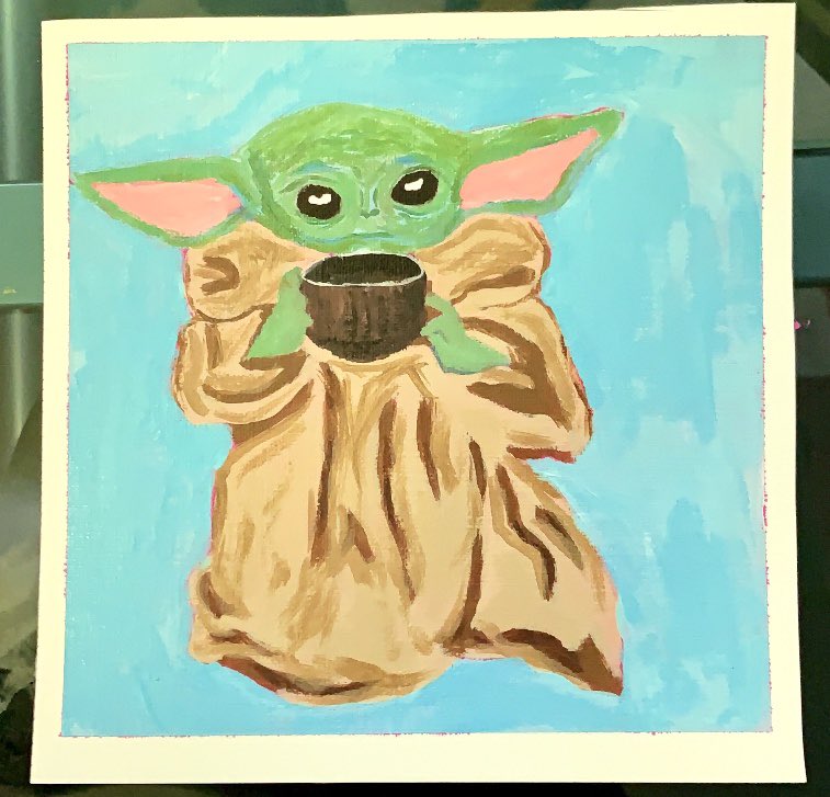 Baby yoda with cup 