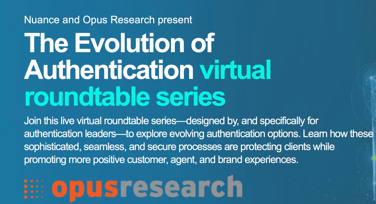 dnm54's tweet photo. I'll be joined by @mattsmallman
from #SymNex and @bberanek from @NuanceInc to talk about the #IntelligentAuthentication Intelliview. Findings on top trends, leading vendors and solutions combining #voicebiometrics #ConversationalAI

https://t.co/CMiVI1RoO4 https://t.co/zJxDtrzewb