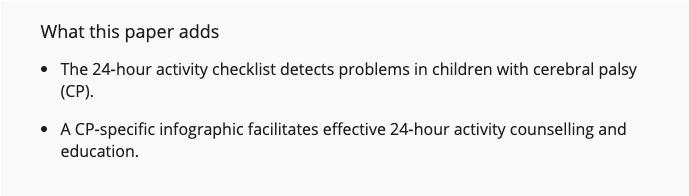 mackeithpress's tweet photo. 24‐hour activity for children with #cerebralpalsy: a #clinicalpracticeguide
#WorldCPDay #worldcpday2020
https://t.co/IAYZiVyf9w https://t.co/9hf6bmP6yV