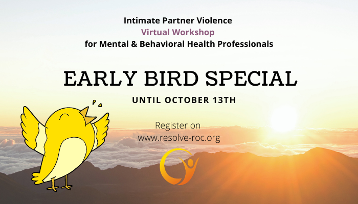There is still time to register and get our early bird pricing! Rates include $59 for students, $79 for groups (3 or more), and $89 for individuals. 

To register or for more information, click here: ow.ly/tqP250BL83F

#CommunityEducation #DVAM2020 #RESOLVEroc