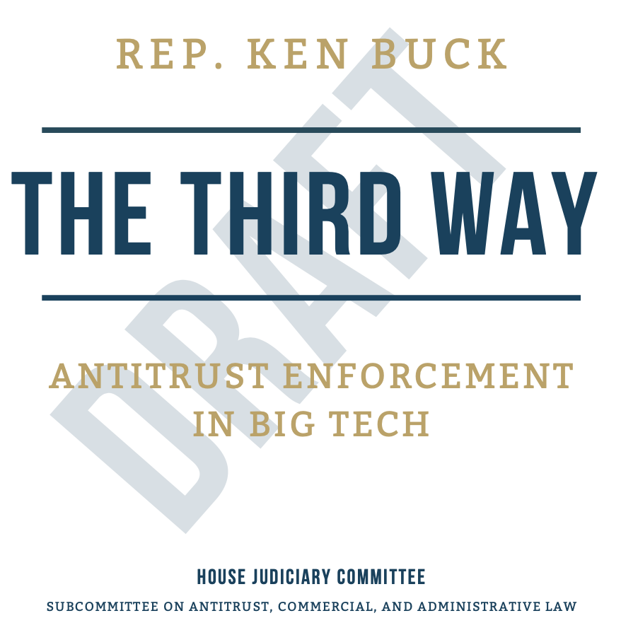 1. I read the Buck Report last night, which he's framing as a "third way". I'm glad he hasn't endorsed the Cicilline report, but what he's proposing would lead to regulation of tech – even if he doesn't intend for that to happen. https://www.politico.com/f/?id=00000174-fa7f-db77-abfe-fe7f5d740000