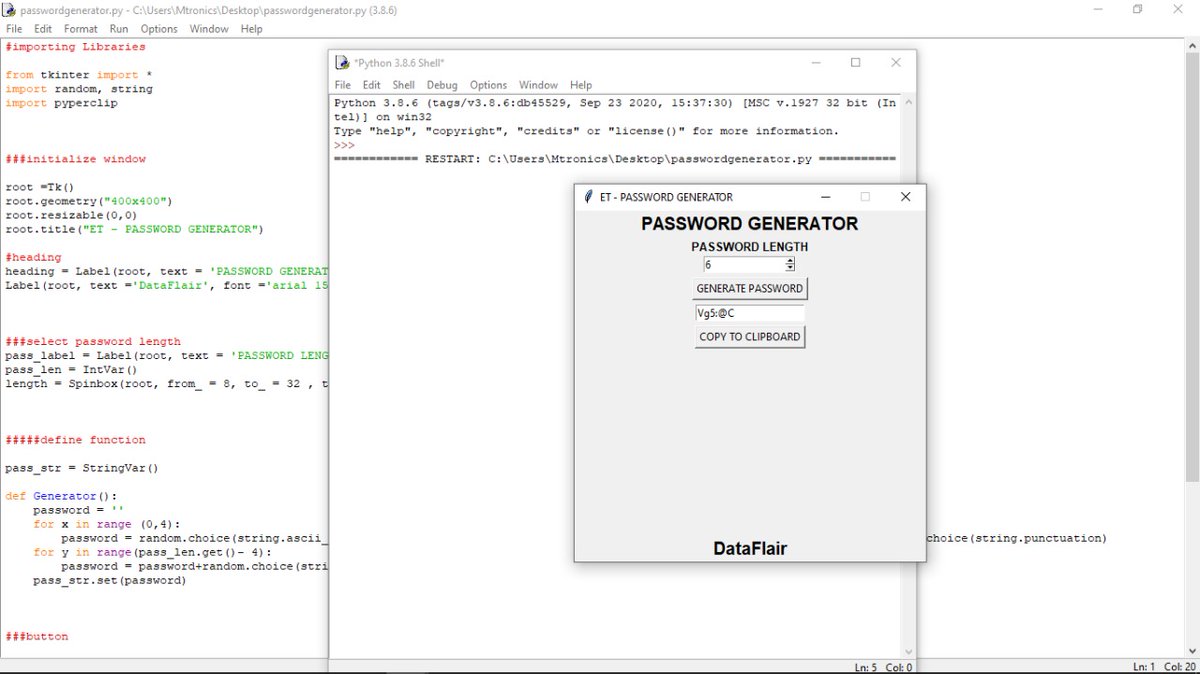 Ingale70131855's tweet image. Password Generator using Python 3😄
#password #Coding #codingtwitter #CodeNewbies #code #CodeBreaker #CoD #programming #programfolback #programmer #DataScience #100DaysOfCode #Python #Python3 #pythonprogramming #Generator