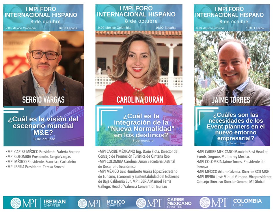 ColombiaMpi's tweet photo. Este 8 de Octubre en el marco del PRIMER MPI FORO INTERNACIONAL HISPANO, Colombia tendrá una relevante participación en los conversatorios que se llevarán a cabo con los más importantes representantes de la industria de Eventos y Reuniones de habla hispana a nivel mundial. https://t.co/cByMq5vbC8
