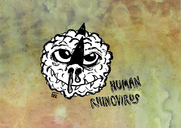  #inktober2020 day 6 in my  #PathogenPortraitsSNOT ALERTIt's the human rhinoviruses!Causing >50% of all common colds, these pesky viruses are also responsible for serious respiratory illnesses in the young & elderly.More info:  https://www.ncbi.nlm.nih.gov/pmc/articles/PMC3553670/ #sciart  #microbiology