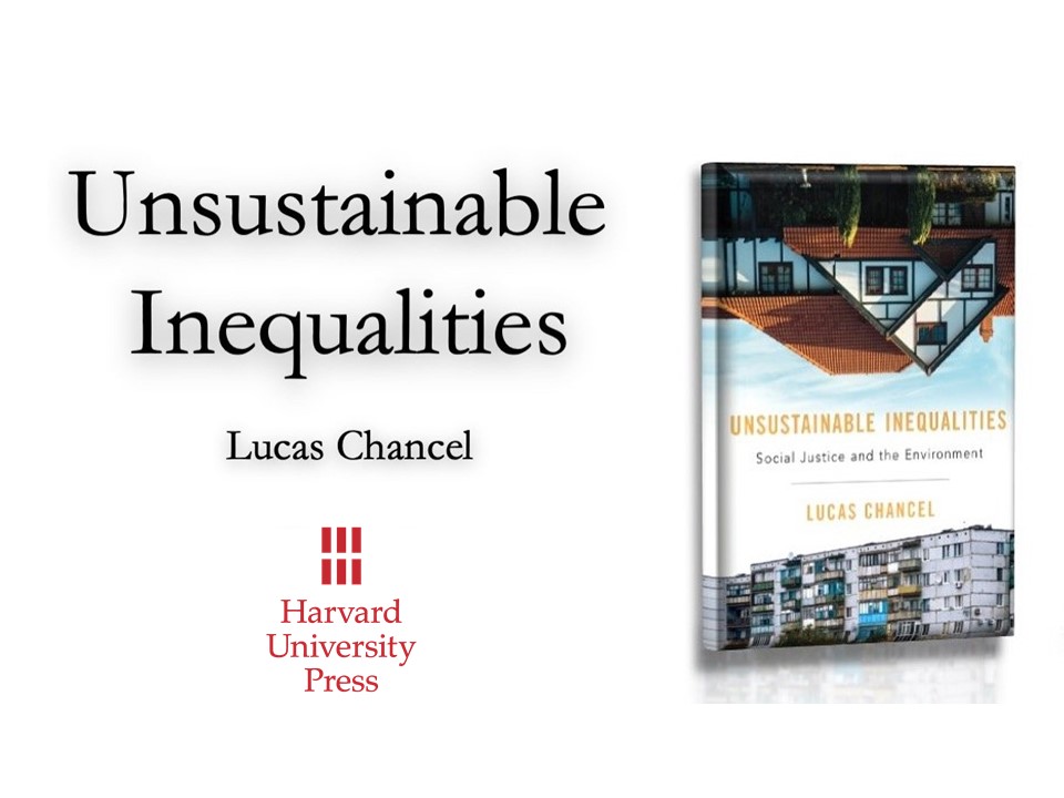 Rising inequality &amp; global warming are the most pressing issues of our time. Written by Lucas Chancel, one of the world best experts, this book demonstrates that they can and should be addressed together, and offers refreshing perspectives on how to do so. A must-read. Out today!