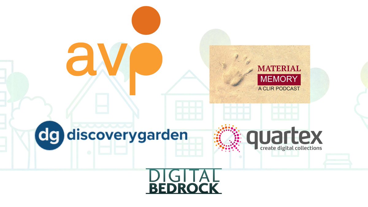 CLIRDLF's tweet photo. Our deepest gratitude to the #DLFforum and @NDSA2’s #DigiPres20 sponsors: @WeAreAVP, @CLIRnews Material Memory, @QuartexNews, @discgarden, and @DigitalBedrock. Their support makes FREE registration possible for all attendees. Learn more: https://t.co/mc6wxABn4T https://t.co/7DQZlUoQZQ