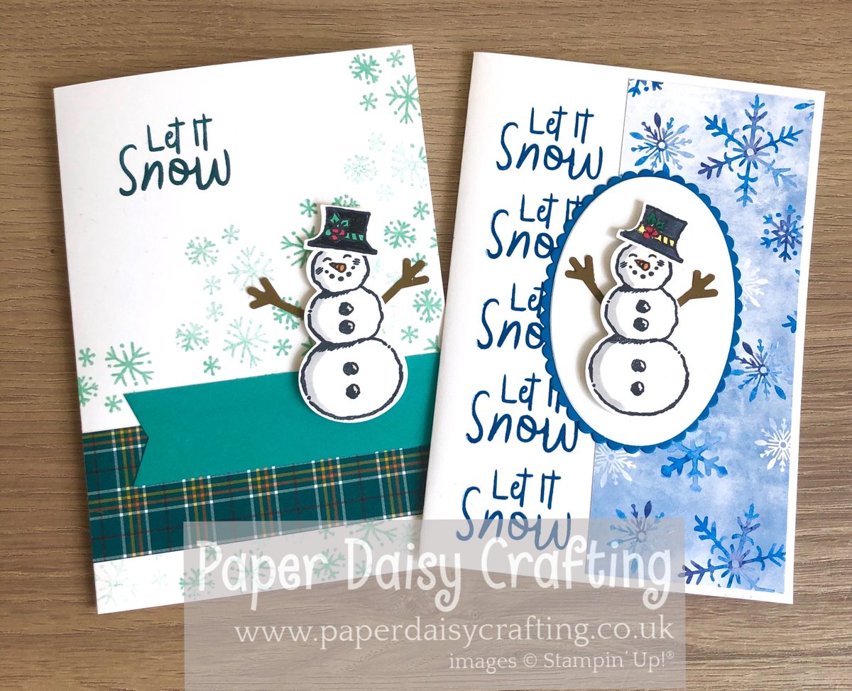 daisy_crafting's tweet image. Two different versions of my "live crafting" cards from the weekend. Watch the video on playback to see how to make  them. Link to my YouTube channel in my profile.

#snowmanseason #wcmd #livecrafting #stampinup #paperdaisy #handmadecard #tutorial #youcanmakeit #papercrafting