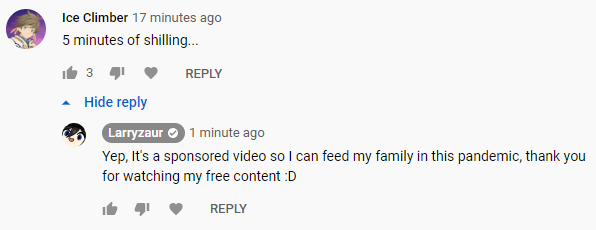 Larryzaur's tweet photo. don't know who needs to see this but sponsored videos are not EVIL of a content creator to do, as long as they genuinely support the product https://t.co/JH0KcRlpME
