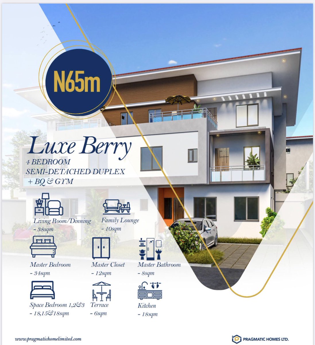 LUXE BERRY A four bedroom semi-detached duplex with a BQ and Gym.  #RealEstate