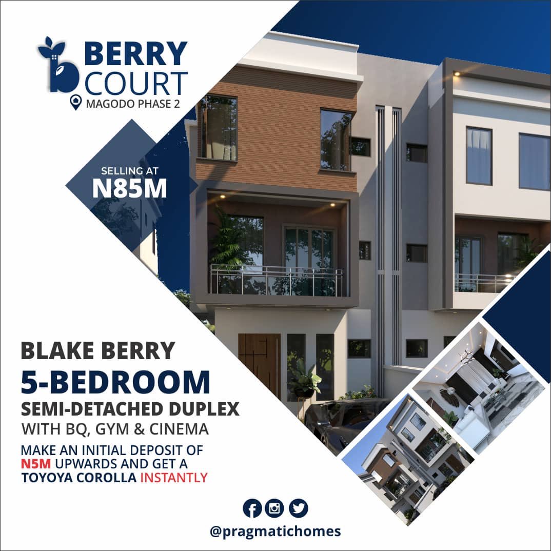 BLAKE BERRY A five bedroom semi-detached duplex with BQ + GYM and also a Cinema.