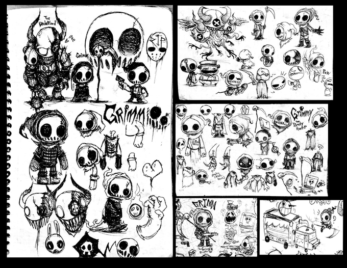 BONUS: Ancient WORMBOY concept doodles I did in class that date back as far as 2016. I just really like Grim Reapers. 