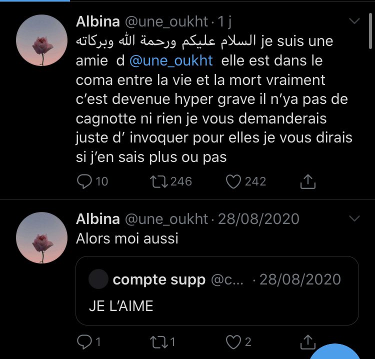  Plus frappant encore, elle apparaît hier, le jour même où Albina réapparaît ! Après une très longue absence d’environ 1 mois !(Albina qui réapparaît bien évidemment avec une histoire très très louche et pas crédible)