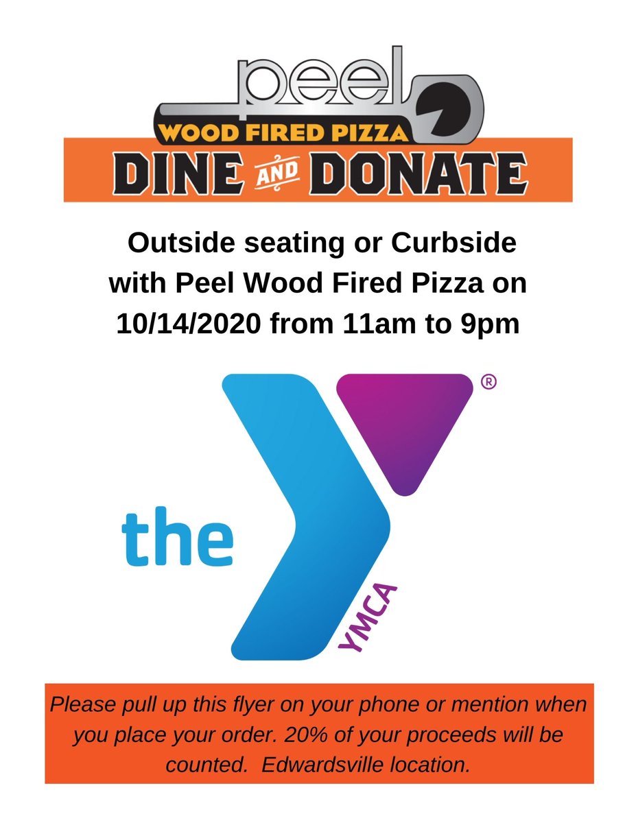 EDW YMCA (@edwymca) on Twitter photo It's never to early to think about your lunch and dinner plans! Today, when you eat at <a href="/PeelPizza/">Peel Wood Fired Pizza</a> you can help the Y through their Dine & Donate program! Be sure to show this image when you dine outside or get curbside pick-up of your delicious pizza! #WeAreCommunity It's never to early to think about your lunch and dinner plans! Today, when you eat at <a href="/PeelPizza/">Peel Wood Fired Pizza</a> you can help the Y through their Dine & Donate program! Be sure to show this image when you dine outside or get curbside pick-up of your delicious pizza! #WeAreCommunity