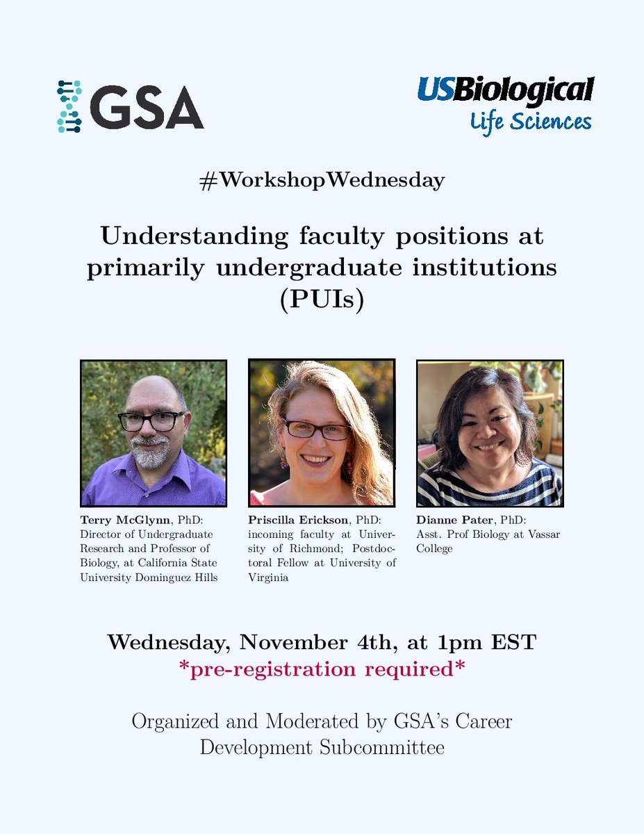 Genetics Society of America (@geneticsgsa) on Twitter photo Interested in a career at a PUI? Learn about faculty positions at Primarily Undergraduate Institutions at the next #CareerDev #WorkshopWednesday, with panelists <a href="/hormiga/">EMPERADOR HORMIGA GAMER</a> @DiannePater and Priscilla Erickson. November 4, 1 pm EST Register in advance: bit.ly/2BMyO4z Interested in a career at a PUI? Learn about faculty positions at Primarily Undergraduate Institutions at the next #CareerDev #WorkshopWednesday, with panelists <a href="/hormiga/">EMPERADOR HORMIGA GAMER</a> @DiannePater and Priscilla Erickson. November 4, 1 pm EST Register in advance: bit.ly/2BMyO4z