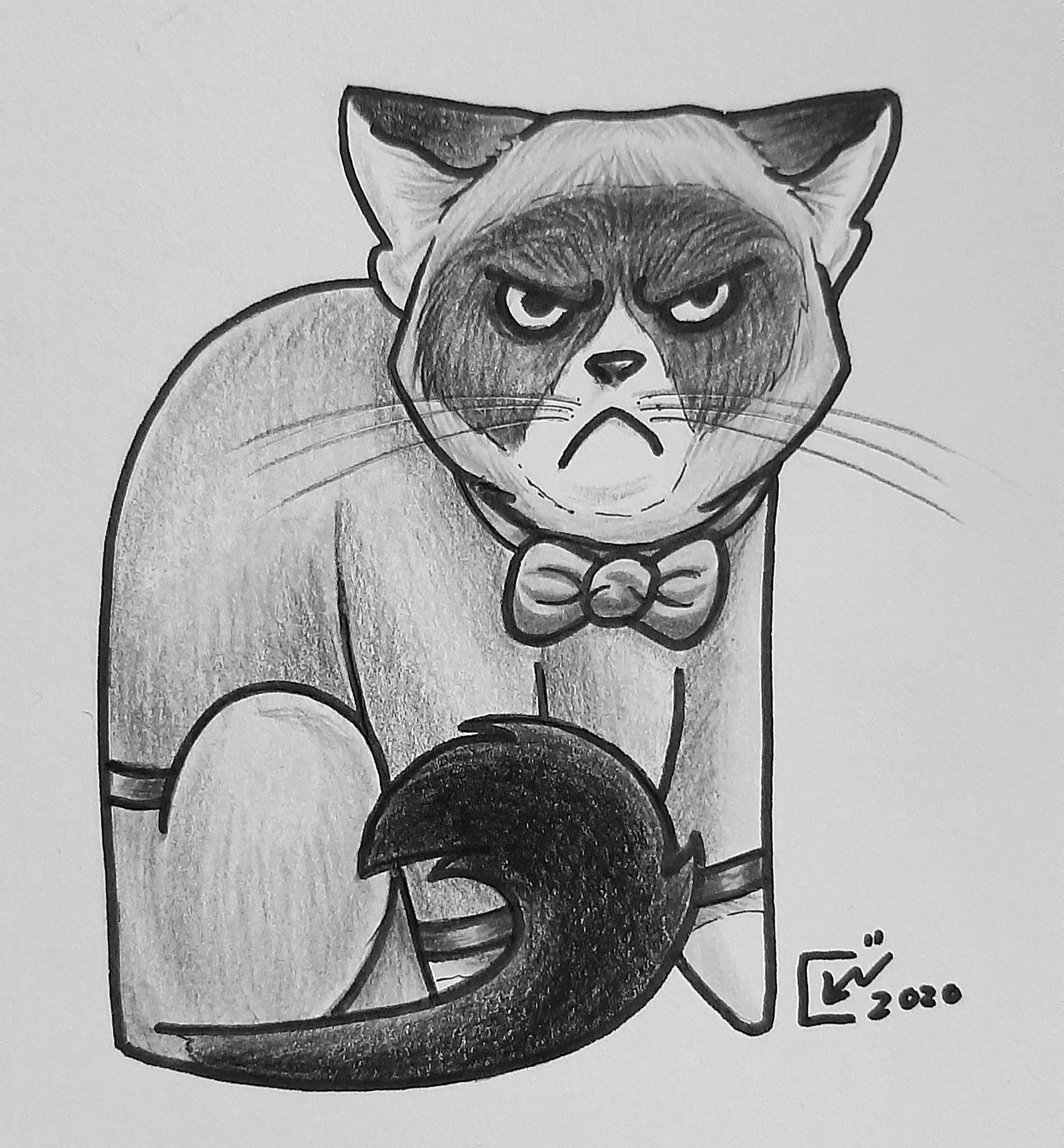 grumpy cat pencil drawing