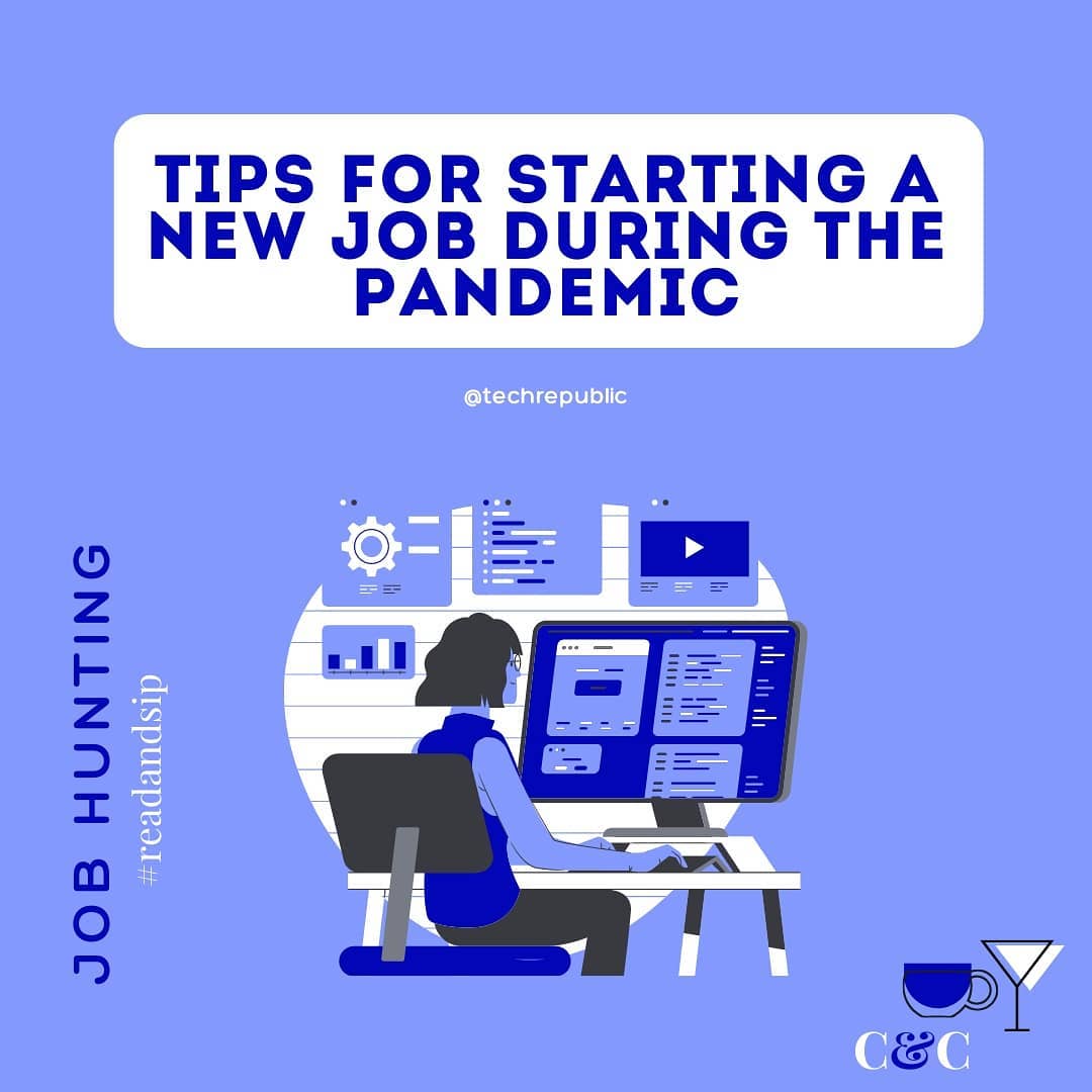 CoffeesCocktail's tweet photo. For this week's #readandsip and series on #jobhunting ☕🍸, we suggest an article by @TechRepublic:
'Tips for starting a new job during the coronavirus pandemic'. As there are many challenges when you board a new company remotely, here is how to integrate within your virtual team https://t.co/omVnsRHfu2