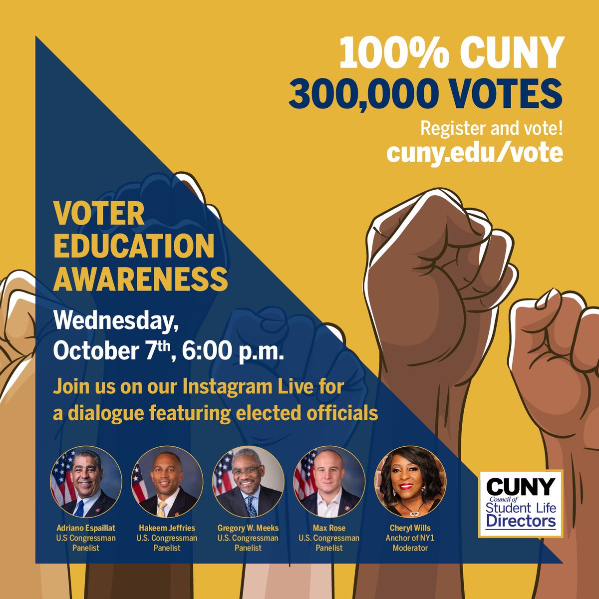 BMCC_OSA's tweet photo. Happening tomorrow at 6PM!
OSA will be live-streaming on Instagram the following event: “Voter Education Awareness”
Tune in, send your questions in the chat and find out all you need to know about the upcoming voting season🗳

#BMCCvotes #CUNYvotes #NYCvotes https://t.co/3Yq5ooSQzc