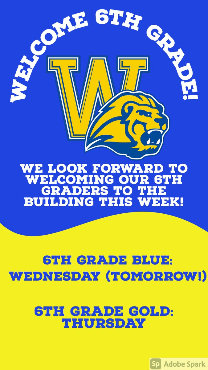 We are so excited to see our 6th graders this week!  6th Grade Hybrid Blue students will join us tomorrow and Hybrid Gold students will be in the building Thursday.  MSW staff are all ready to help students around the building and share all about being a part of the West family!