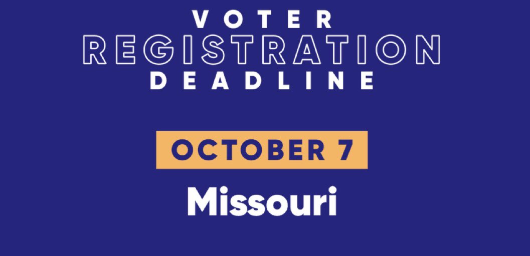 ComoDefense's tweet photo. TOMORROW IS LAST DAY TO REGISTER IN MISSOURI!!! October 7, 2020 #YourVoteYourVoice #Vote #VoteLikeYourLifeDependsOnIt https://t.co/3skeZY3DlF