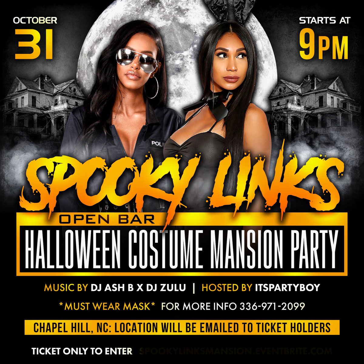 dj_ashb's tweet image. Biggest Mansion Party in NC Halloween over 50 acres of land 👻🔥 RT! This Flyer tag me & @SelfWaveEnt for the tickets link #SpookyLinks 🚨 Tickets will sell fast