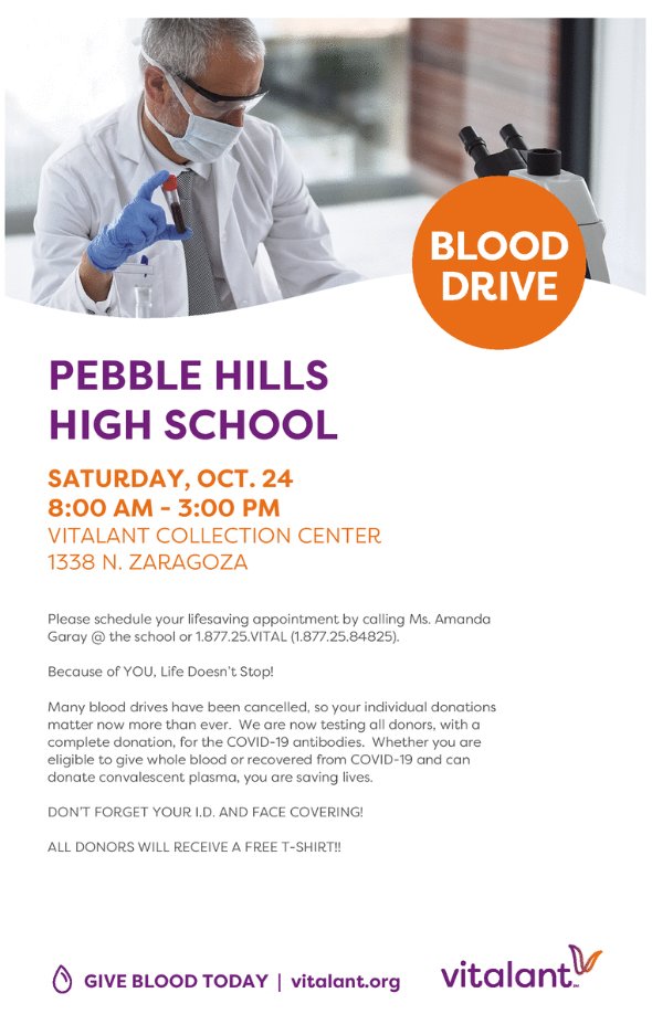 Save the date Spartan community! Call Vitalant today to schedule your apppoint to donate blood on behalf of our NHS chapter and #TeamSISD! Please spread the word.💉🩸🧡 #FaithPassionPride