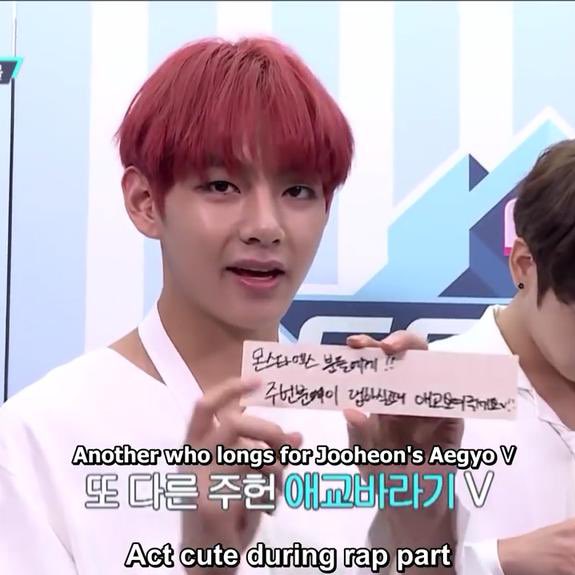 When taehyung told Jooheon to act cute for their a quest for their stage