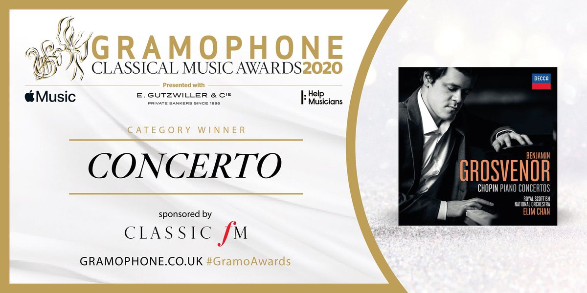 Gramophone (@gramophonemag) on Twitter photo .<a href="/grosvenorpiano/">Benjamin Grosvenor</a> wins our Concerto Award (sponsored by <a href="/ClassicFM/">Classic FM</a>) for his recording of Chopin's Piano Concertos, joined by <a href="/RSNO/">Royal Scottish National Orchestra</a> and <a href="/itselimchan/">Elim Chan</a> for <a href="/deccaclassics/">Decca Classics</a>
Watch now at gramophone.co.uk/awards #GramoAwards .<a href="/grosvenorpiano/">Benjamin Grosvenor</a> wins our Concerto Award (sponsored by <a href="/ClassicFM/">Classic FM</a>) for his recording of Chopin's Piano Concertos, joined by <a href="/RSNO/">Royal Scottish National Orchestra</a> and <a href="/itselimchan/">Elim Chan</a> for <a href="/deccaclassics/">Decca Classics</a>
Watch now at gramophone.co.uk/awards #GramoAwards