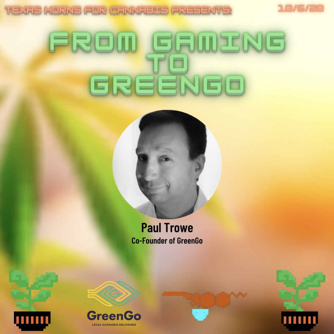 TX_studentmmj's tweet photo. Legal cannabis delivered to your door in Texas...🤔
Doesn’t sound possible?!? 
Not according to GreenGo 🤓🌿

Join us this Thursday at 7:00pm  to hear from our second guest speaker Paul Trowe 👾🌱 https://t.co/FHoBy1eVie