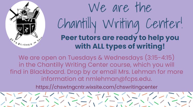 It's opening day <a href="/CHSWritingCntr/">CHSWritingCenter</a>! We are especially excited to welcome Teachers for Tomorrow students over the next two sessions. Please join us this year as we work together to build stronger writers &amp; more confident communicators <a href="/Chantilly_HS/">Chantilly High School</a>! <a href="/dmhicks/">Danielle Hicks</a> <a href="/scigates/">Gates</a> <a href="/ProfeTravis/">Sarah Travis</a>
