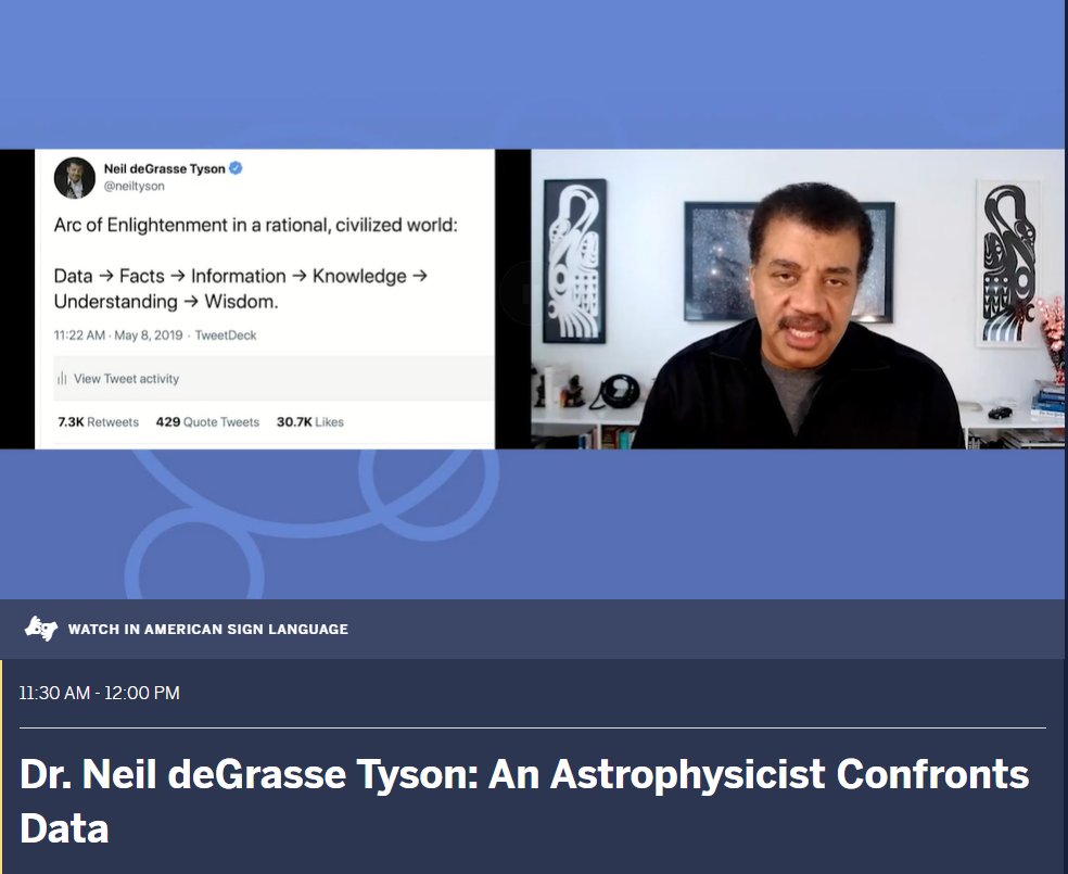 A reminder of how data may lead to wisdom #data20 <a href="/neiltyson/">Neil deGrasse Tyson</a>