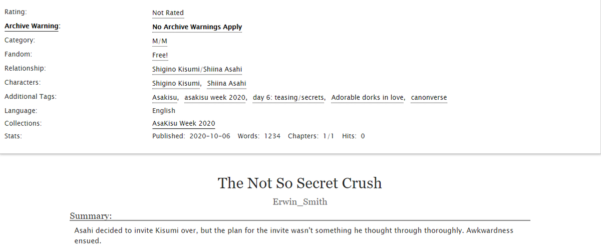 veroverse21's tweet photo. @asakisuweek Late Day 6 prompt with a little sneak peek. Link is below in replies. #freeiwatobiswimclub #asakisu #asakisuweek2020 #asahishiina #kisumishigino #shiginokisumi #shiinaasahi https://t.co/MGsrL1J966