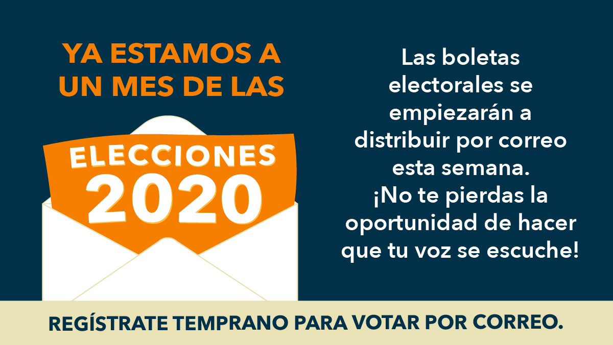 MagnoliaSchools's tweet photo. Ya estamos a un mes de las #Elecciones2020. Las boletas electorales se empiezarán a distribuir por correo esta semana. ¡No te pierdas la oportunidad de hacer que tu voz se escuche! Regístrate temprano para votar por correo. #PoderdePadres #SomosLAUSD https://t.co/CfU1I5rFMu