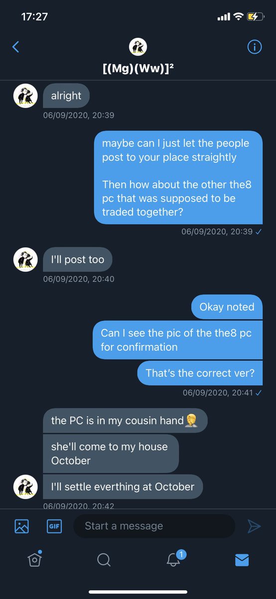 [10] I couldn’t trust her since she seems so irresponsible bout it so I decided to ask her to send me the pic of the the8 pc so that I can check if it’s the correct one but then she said the pc is at her cousin & she’ll settle everything by October.