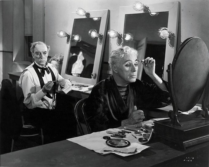 buster keaton, charlie chaplin, actors in dressing rooms